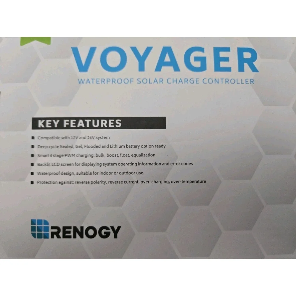 Renogy Voyager 20A 12V/24V PWM Waterproof Solar Charge Controller w/ LCD Display